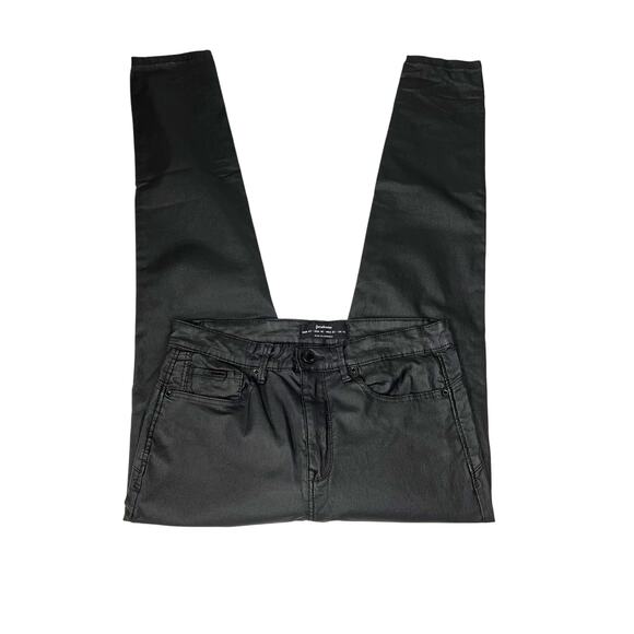 Stradivarius High Waist Coated Skinny Ankle Cropped Jeans Black size 10 - Picture 7 of 13